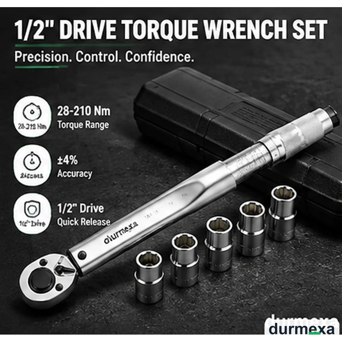 DURMEXA 1/2 inch drive torque wrench set