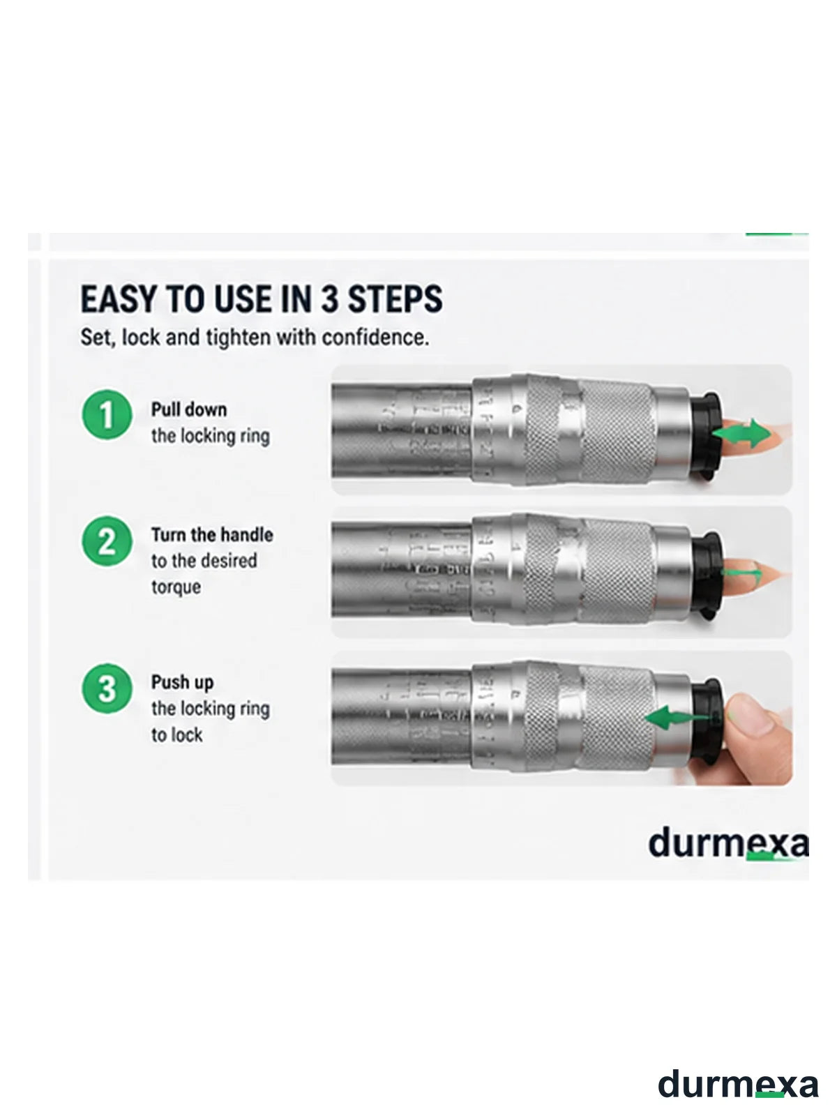 DURMEXA torque wrench three-step torque setting guide