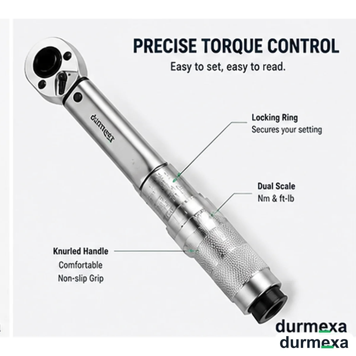 DURMEXA torque wrench scale, locking ring and grip